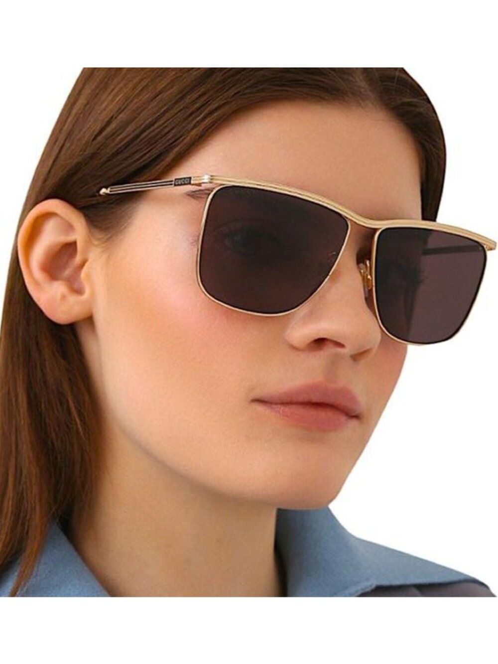 NEW GG0821S 001 GUCCI SUNGLASSES, GOLD AVIATOR UNISEX EYEWEAR